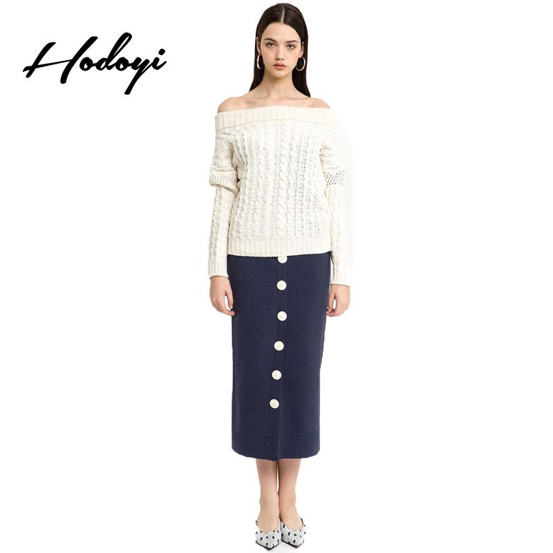 Skirts Hodoyi Knit Skirt Designed With Simple Temperament Button Closure In Long Half-length Pure Dark Blue Lady Office Style
Skirts Hodoyi Knit Skirt Designed With Simple Temperament Button Closure In Long Half-length Pure Dark Blue Lady Office Style