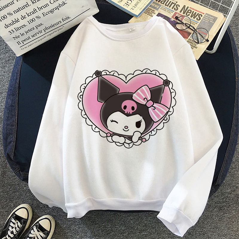Kuromi Cute Tops Print Hoodie Vintage Harajuku Aesthetic Kawaii Clothes Women New Korea Style Spring Autumn Sudaderas Sweatshirt 201211