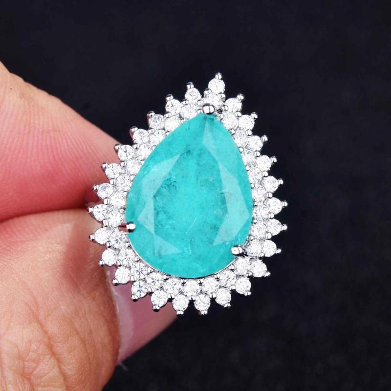 Cluster Rings Natural Paraiba Tourmaline Ring Water Drop Pear Shaped Pendant Blue Green S925 Silver Color For Woman, Golden;silver
Cluster Rings Natural Paraiba Tourmaline Ring Water Drop Pear Shaped Pendant Blue Green S925 Silver Color For Woman, Golden;silver