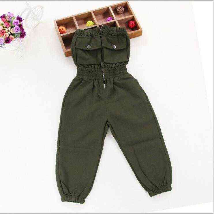 Girls Overalls Jumpsuit Summer Sleeveles Romper Solid Color Girl Pants Trousers Clothes Teenage 211103