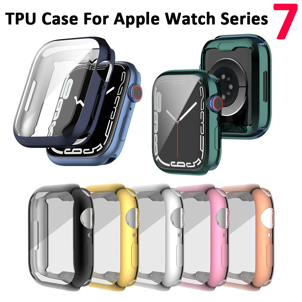 Screen Protector For Apple Watch 7 Case 41MM 45MM Full TPU bumper Iwatch Cover free shipping