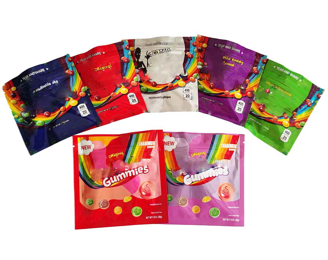 2021 empty sour candy gummies 400mg Mylar Bags Rainbow Zipper Edible Packaging edibles Pouch Package Storage Retail bag
2021 empty sour candy gummies 400mg Mylar Bags Rainbow Zipper Edible Packaging edibles Pouch Package Storage Retail bag