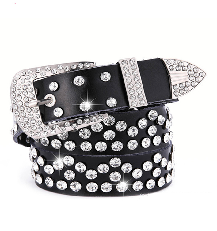 bb simon belts bling rhintone diamond belt woman, Black;brown