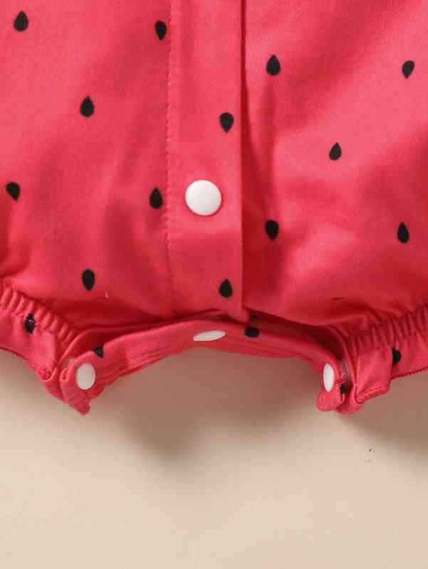 Baby Dalmatian Print Button Up Puff Sleeve Romper SHE