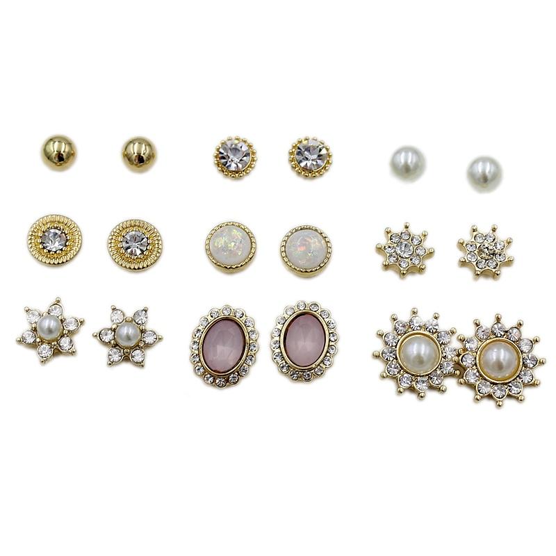 9 Pairs/lot Charm Stud Earrings Set For Women Elegant Crystal Flower Oval Gems Pearl Metal Ball Pendientes Oorbelle
9 Pairs/lot Charm Stud Earrings Set For Women Elegant Crystal Flower Oval Gems Pearl Metal Ball Pendientes Oorbelle