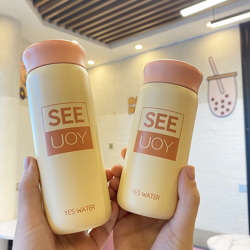 Simple and creative two-color English ins thermos female Mori stainless steel outdoor handy small student water cup
Simple and creative two-color English ins thermos female Mori stainless steel outdoor handy small student water cup