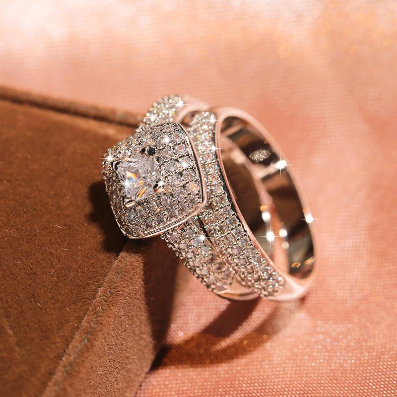 Wedding Rings Luxury Female White Square Crystal Ring Promise Silver Color Engagement For Women Vintage Bridal Zircon Set
Wedding Rings Luxury Female White Square Crystal Ring Promise Silver Color Engagement For Women Vintage Bridal Zircon Set