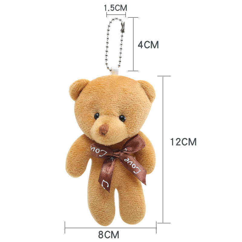 50Pcs/Lot 12cm Bear Plush Toys Mini Teddy Bear Dolls Small Gift for Party Wedding Present Pendant Cute Teddy Doll keychain gifts Y211119