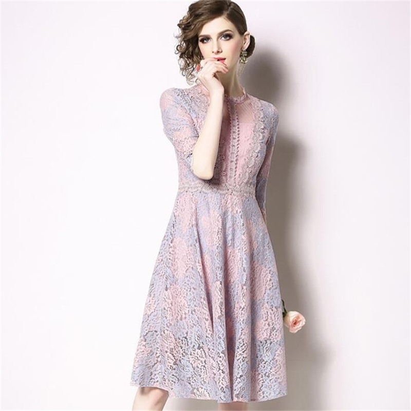 Vintage Embroidery A-line Lace Dress Women Summer Hollow Out Ball Gown Dresses OL Casual Mid-calf Vestidos 210603, Picture color
Vintage Embroidery A-line Lace Dress Women Summer Hollow Out Ball Gown Dresses OL Casual Mid-calf Vestidos 210603, Picture color