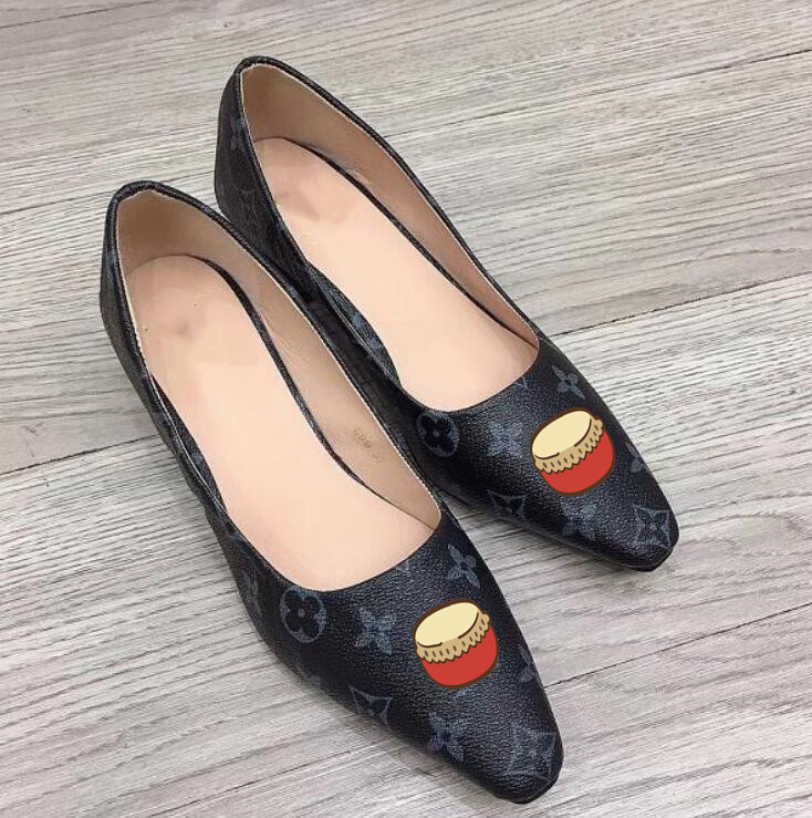 High heels women leather dress shoes black thick heels women wedding party dress shoes