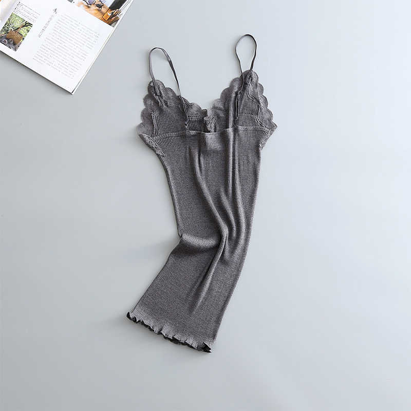 Lace Crochet Knitted Ribbed Women's Camis Sleeveless Backless Patchwork Womens Tanks Tops Summer Spring Tank For Girls 210625