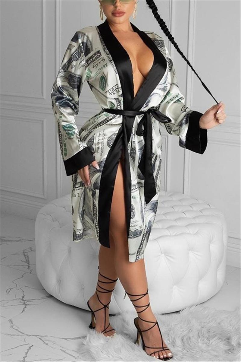 Women' Sleepwear Trendy Sexy Lingerie Satin Robe Dollar Print Long Sleeve Silky Kimono Bathrobe Underwear Nightwear With Belt, Black
Women' Sleepwear Trendy Sexy Lingerie Satin Robe Dollar Print Long Sleeve Silky Kimono Bathrobe Underwear Nightwear With Belt, Black