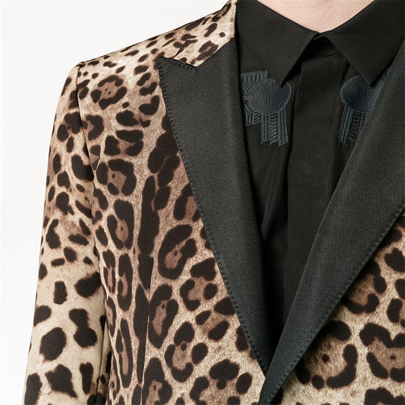 Two Pieces Leopard Men Suits Modern Custom Made Handsome Spring Suits One Button Formal Business Coat+Pant