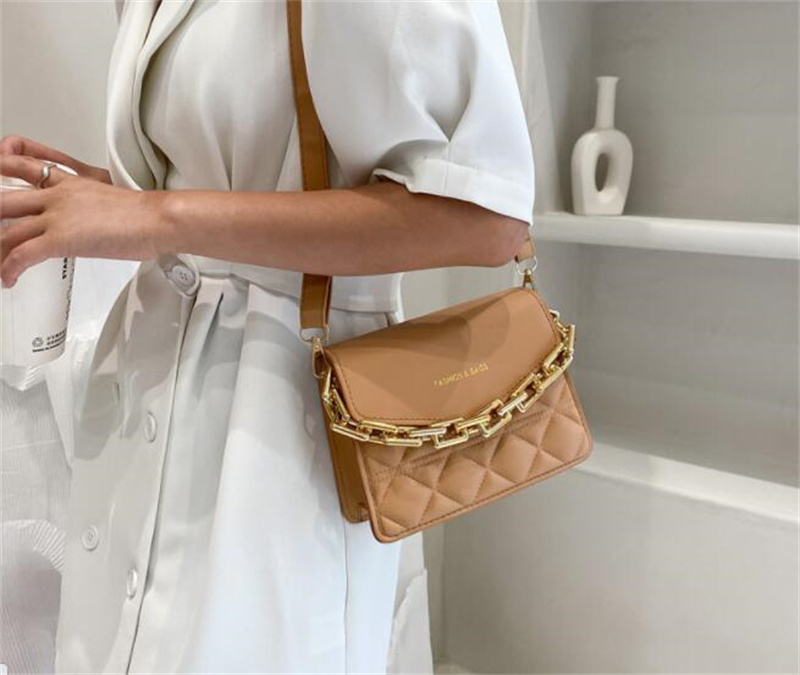 Bags Saddle Women Axillary Thick Chain Satchel Shoulder Bag Hobo Handbags Lattice Patterns Lady Tote Crossbody Messenger Purse