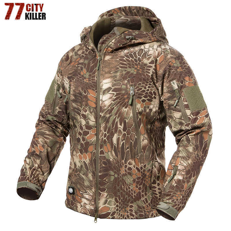 New 2018 Military Tactical jacket Men Plus Size 3XL Waterproof Soft Shell Snake Camouflage Jacket Men Tactical Army Jackets Mens S191019