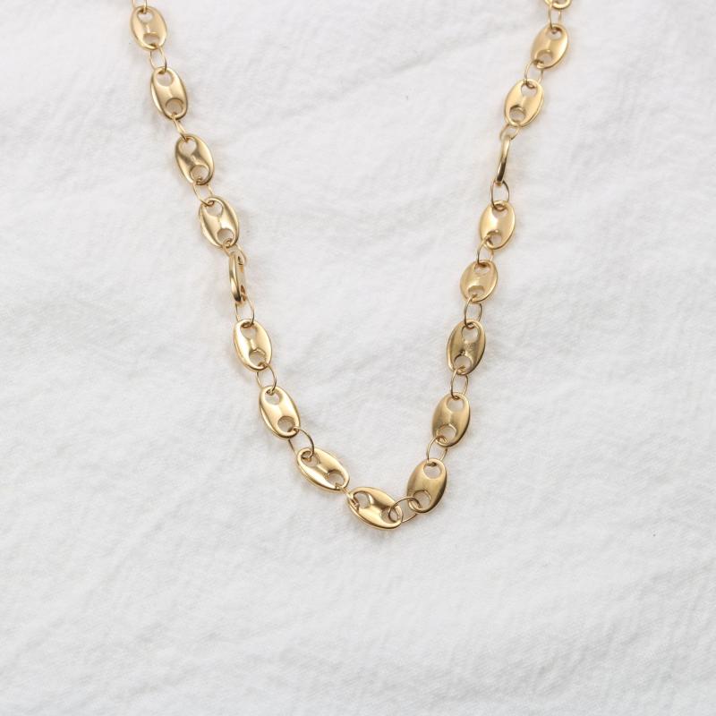 Pendant Necklaces High End Stainless Steel Jewelry Beans Link Chain Necklace For Women, Silver