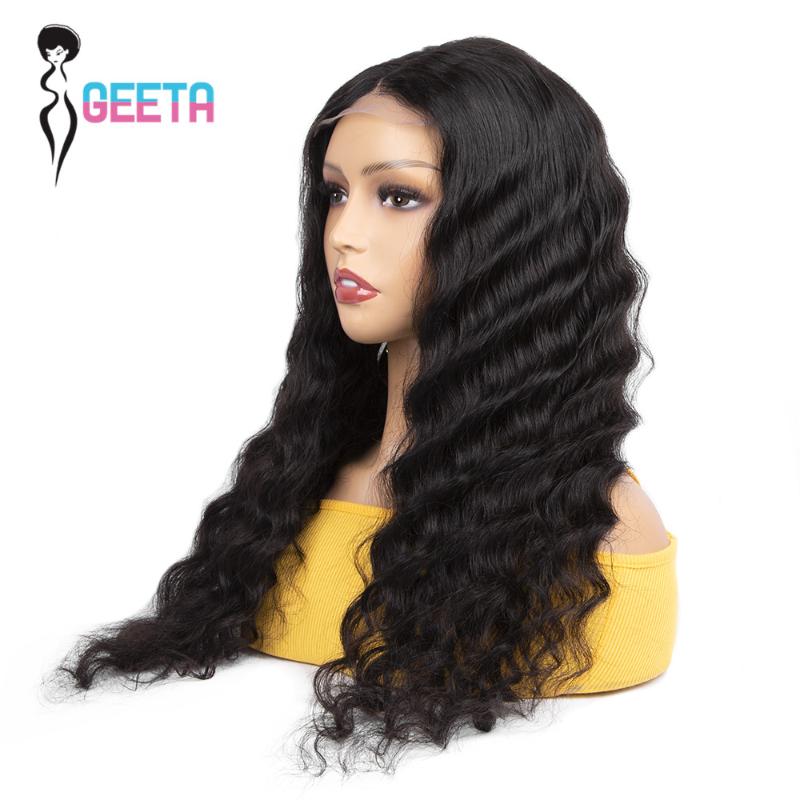 Lace Wigs Geeta Loose Deep Wave Closure Wig 180% 4x4 Front Human Hair Brazilian Frontal For Women