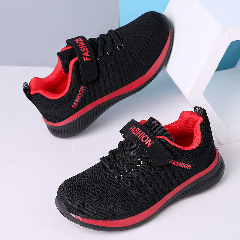 2021 Fashion Kids Sport Shoes Boys Hook&loop Running Sneakers Breathable Mesh Casual Children Walking Boys Shoes Kids Shoes Girl G0908