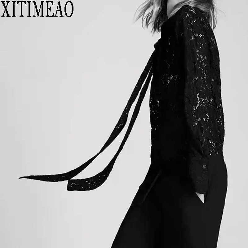 ZA Spring Autumn Women Retro Simple Style Loose Long Sleeve Lace Shirt Casual Two Fake Shirts Chic Tops XITIMEAO 210602, Black
ZA Spring Autumn Women Retro Simple Style Loose Long Sleeve Lace Shirt Casual Two Fake Shirts Chic Tops XITIMEAO 210602, Black