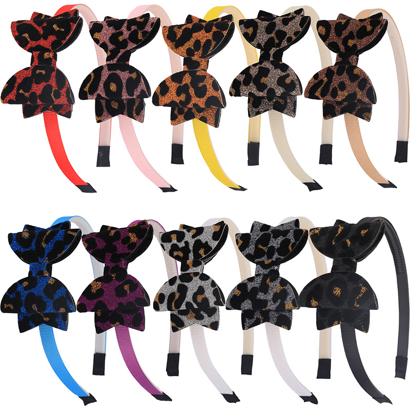 Girl Baby Leopard Headband Accessories Sequin Bowknot Kids Halloween Hair Sticks Head Band Cartoon Children Shining Bow, Mix colors
Girl Baby Leopard Headband Accessories Sequin Bowknot Kids Halloween Hair Sticks Head Band Cartoon Children Shining Bow, Mix colors