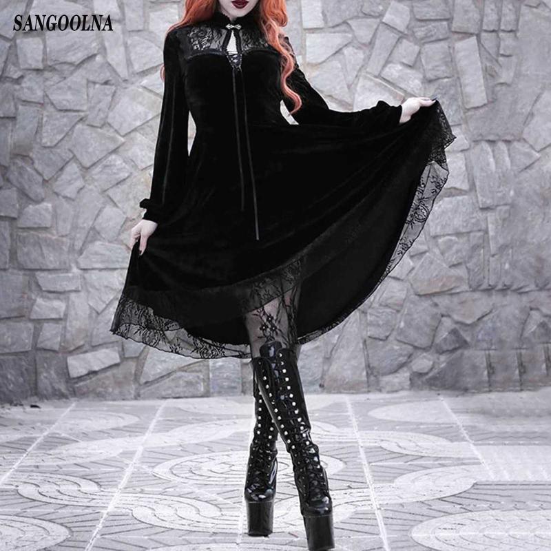 Casual Dresses Women Gothic Dress Black Lace Halloween Vintage Tunic Long Sleeve Hollow Out Bandage Patchwork Punk Evening Party Lady
Casual Dresses Women Gothic Dress Black Lace Halloween Vintage Tunic Long Sleeve Hollow Out Bandage Patchwork Punk Evening Party Lady