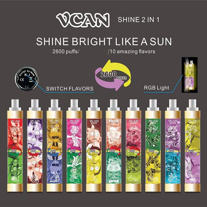 New Vcan Shine 2 in 1 Disposable 2600 Puffs Airflow Control Pre-filled 8ml 1300mAh Battery Vape Starter Kit puff flex labs flow Honor
New Vcan Shine 2 in 1 Disposable 2600 Puffs Airflow Control Pre-filled 8ml 1300mAh Battery Vape Starter Kit puff flex labs flow Honor