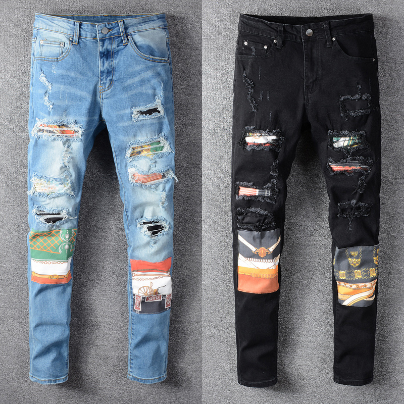 2021 New American Streetwear Fashion Men High Quality Elastic Ripped Jeans Slim Fit Patches Designer Punk Trousers Hip Hop Pants 7f4n, Blue
2021 New American Streetwear Fashion Men High Quality Elastic Ripped Jeans Slim Fit Patches Designer Punk Trousers Hip Hop Pants 7f4n, Blue