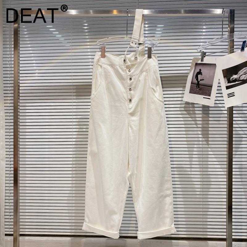 DEAT Women Single Breasted High Waist Single Shoulder Strap Pants Fashion Temperament Spring Autumn 11D1913 210709, White
DEAT Women Single Breasted High Waist Single Shoulder Strap Pants Fashion Temperament Spring Autumn 11D1913 210709, White