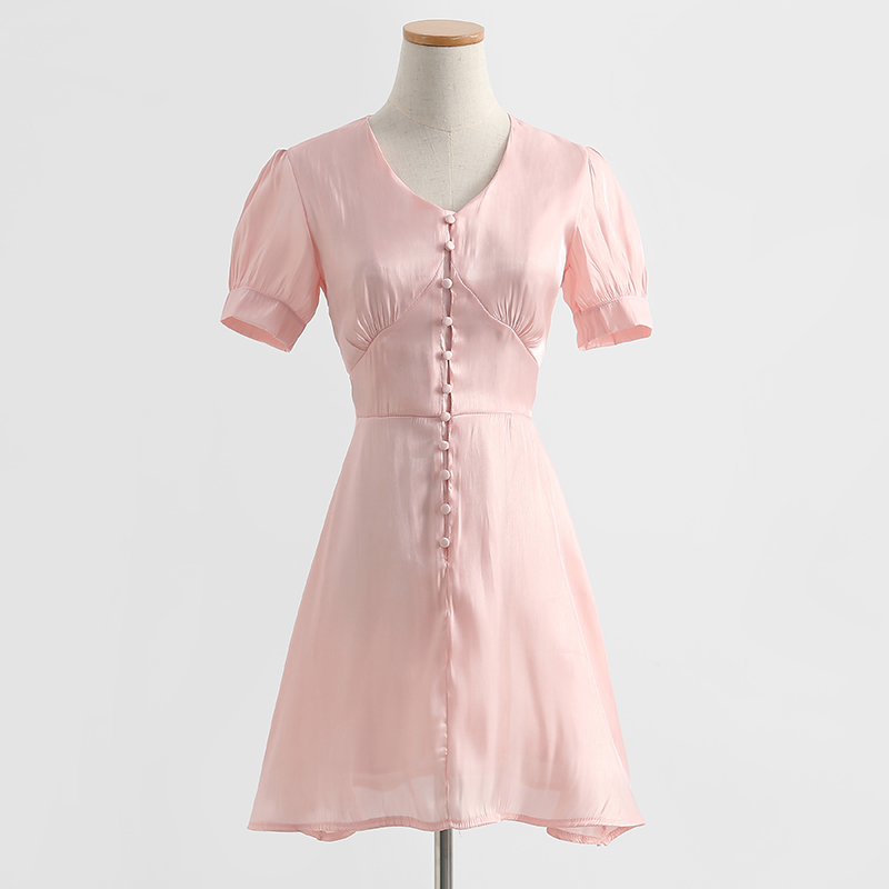 Pure color bellflower skirt summer waist French first love dating dress 210525, Pink
Pure color bellflower skirt summer waist French first love dating dress 210525, Pink