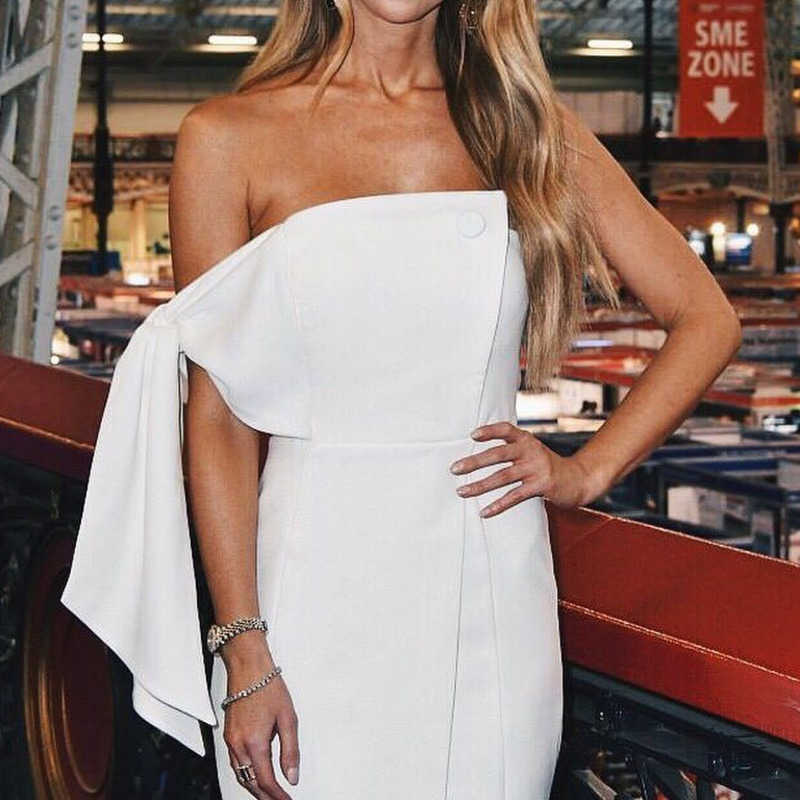 DEAT Spring Summer Fashion Casual Strapless Sleeveless Sexy Party Bra One Shoulder Lace Up Dress Women SK785 210709