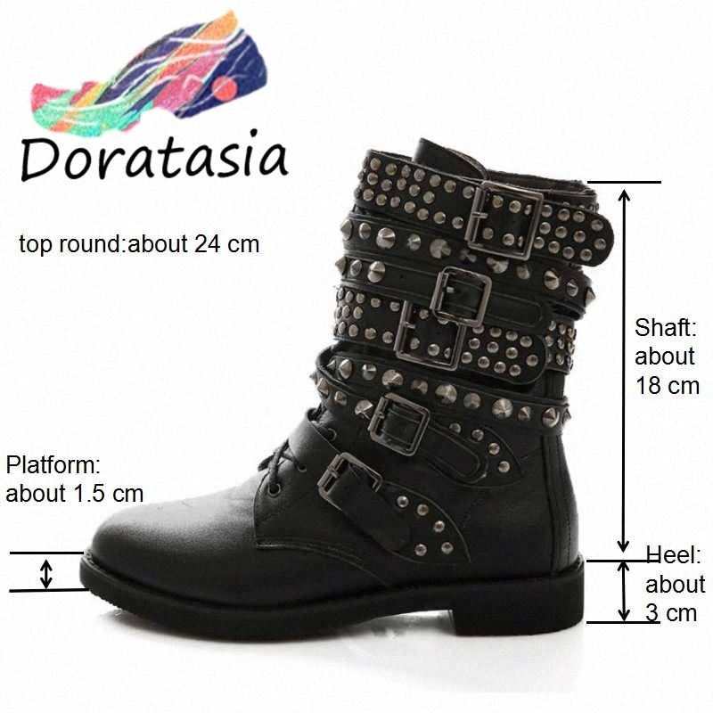 

Big Size 43 Women Cowboy Boots Punk Style Rivets Shoes Woman Two Kind Outside Combat Riding Motorcycle Ankle Boots Western Boots g2t2#, Black