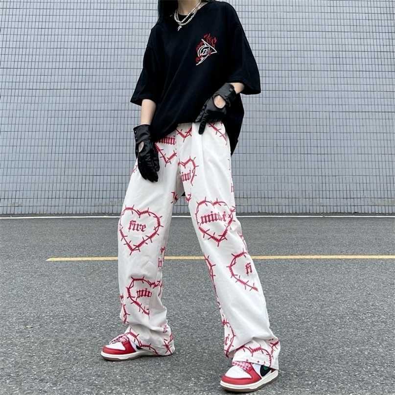 MINGLIUSILI Y2k Pants Women Fashion Autumn Gothic Wide Leg Pant Punk Streetwear Loose Casual Vintage Trousers 211115