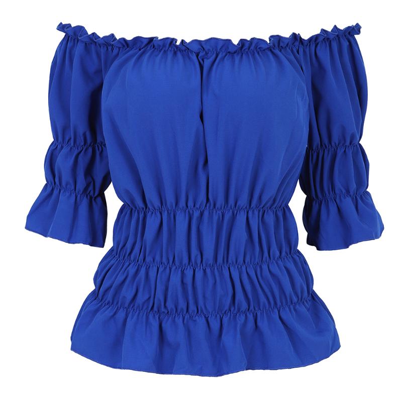 Gothic Blouse Women Off-shoulder Top Slim-fit Shirt Steampunk Girls Medieval Victorian Cosplay Shirt Fashion Pirate Costume