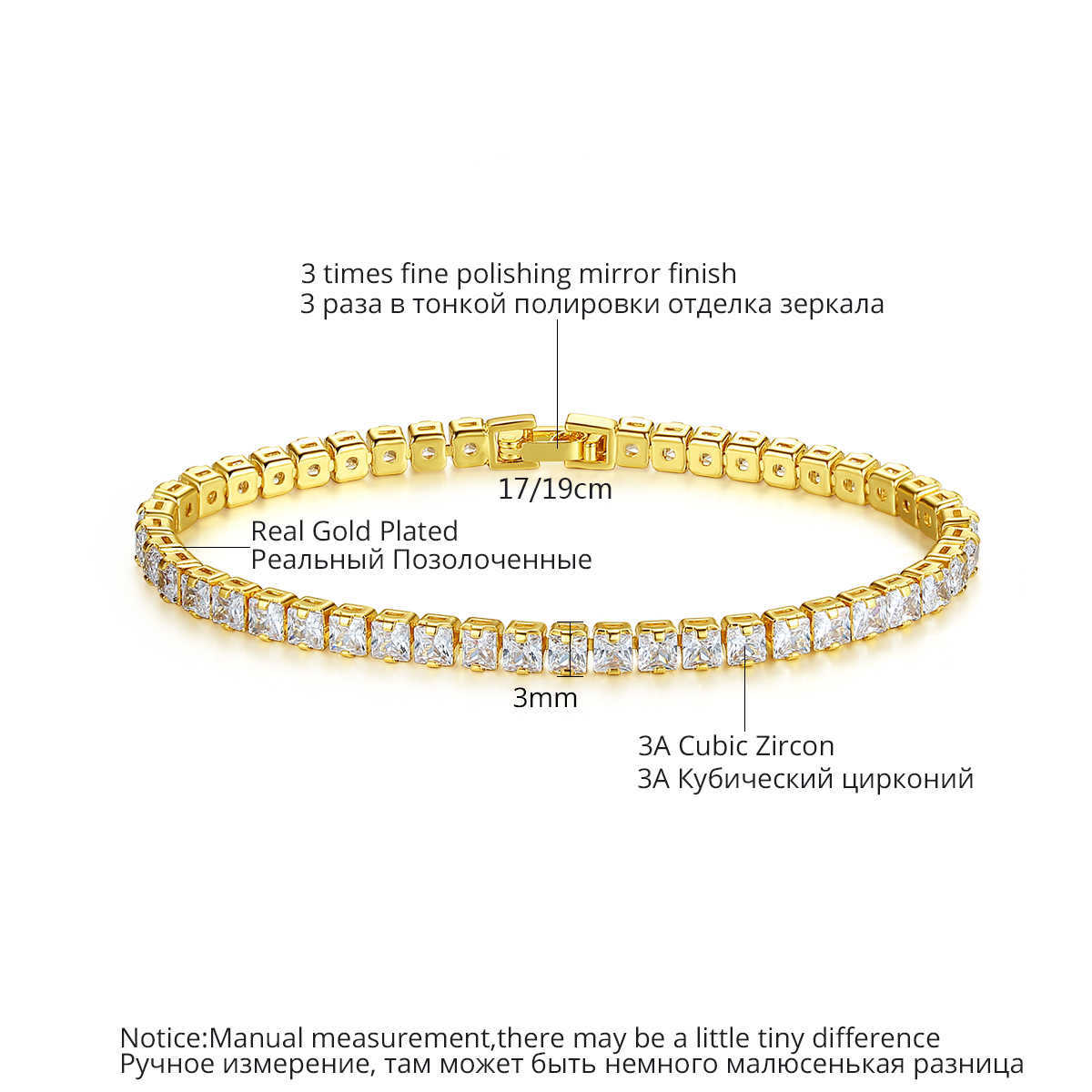 LUOTEEMI New Mosaic Cubic Zirconia Tennis Bracelet & Bangles for Women Fashion Jewelry Pulseras Mujer Christmas Gift X0706