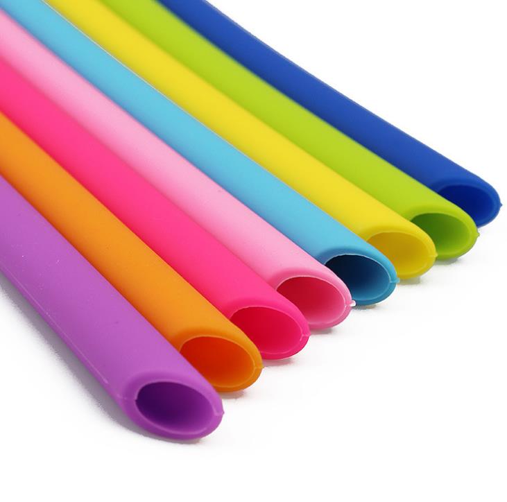 Colorful Food Grade Flexible Silicone Straws Straight Bent Curved Straw Drinking Reusable Bar Tools Beverage GGA5101 Free shipping