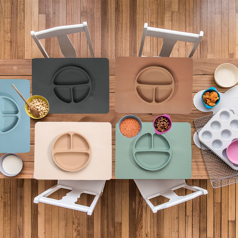 Baby Dishes Silicone Plate Tray Antislip Mini Mat Toddler Placemat Waterproof Silicone Placemat Baby Dinning Table Pads 210226