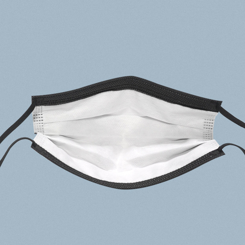 Adult Black Disposable Face Masks Breathable 3-layer Non-woven Protective Mask