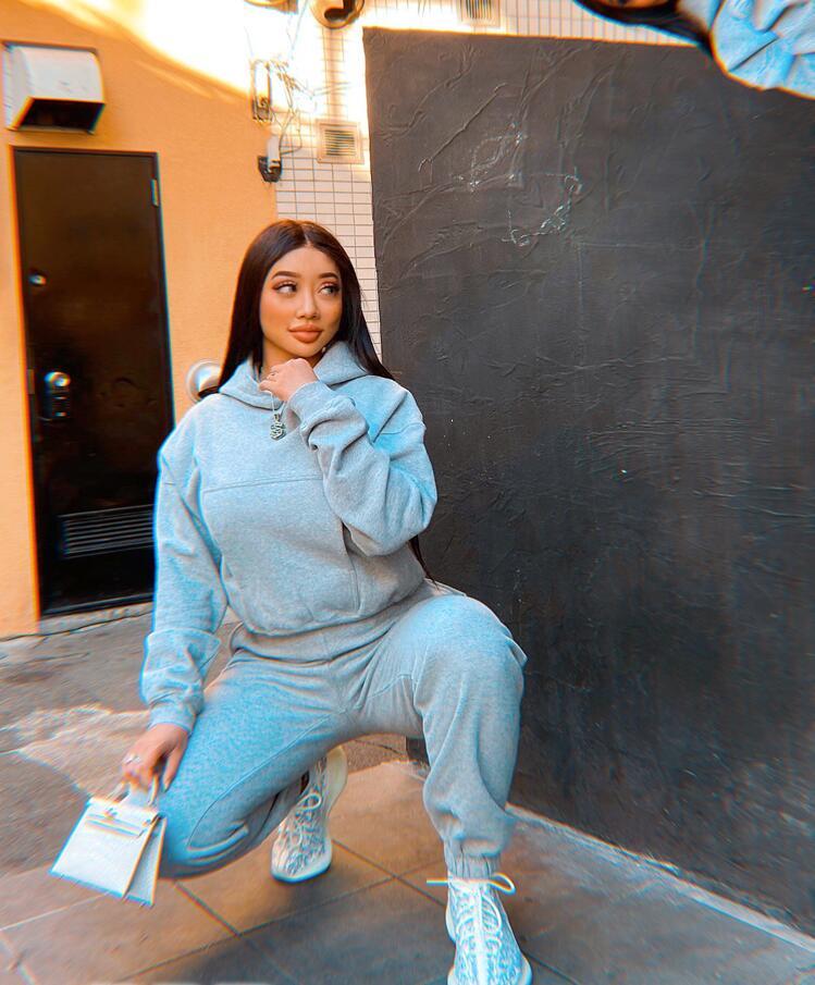 Women's Two Piece Pants Women Joggers 2 Sets Autumn Winter Streetwear Hooded Sweatshirt Set Tracksuit Casual Outfits Sweatpants