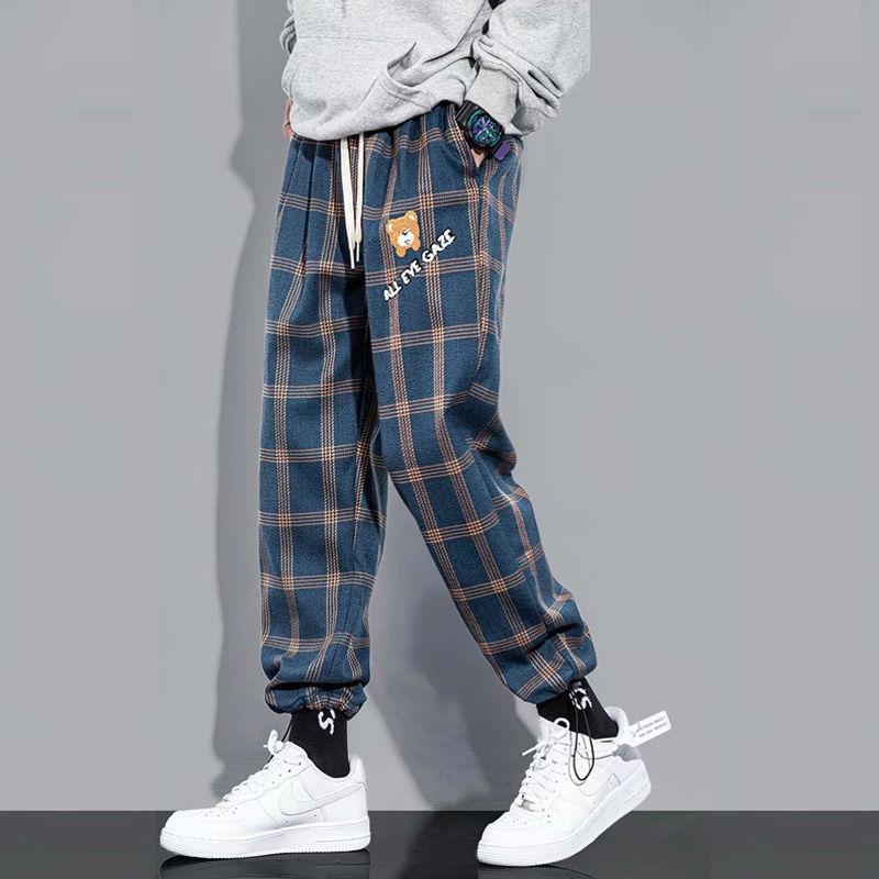 Men's Pants Men Summer Plaid Jogger Casual Checked Trousers Fashion Streetwear Sweatpants Hip Hop Blue Checkered Sports