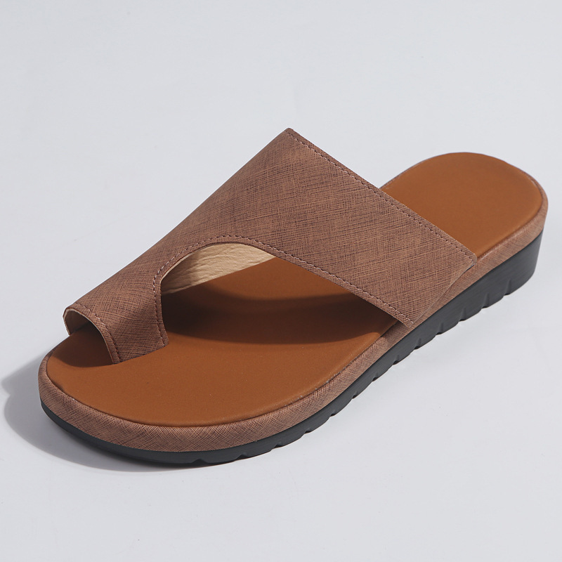 Comfy Thick Platform Women Leather Shoes terlik Flat Sole Ladies Casual Soft Foot Correction Sandal Orthopedic Bunion Corrector J2023