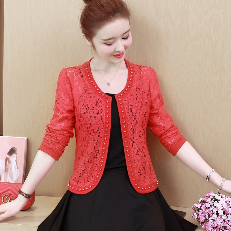 womens jackets and coats long sleeve beading hollow lace women jacket chaquetas mujer casaco feminino jacket women T200319
