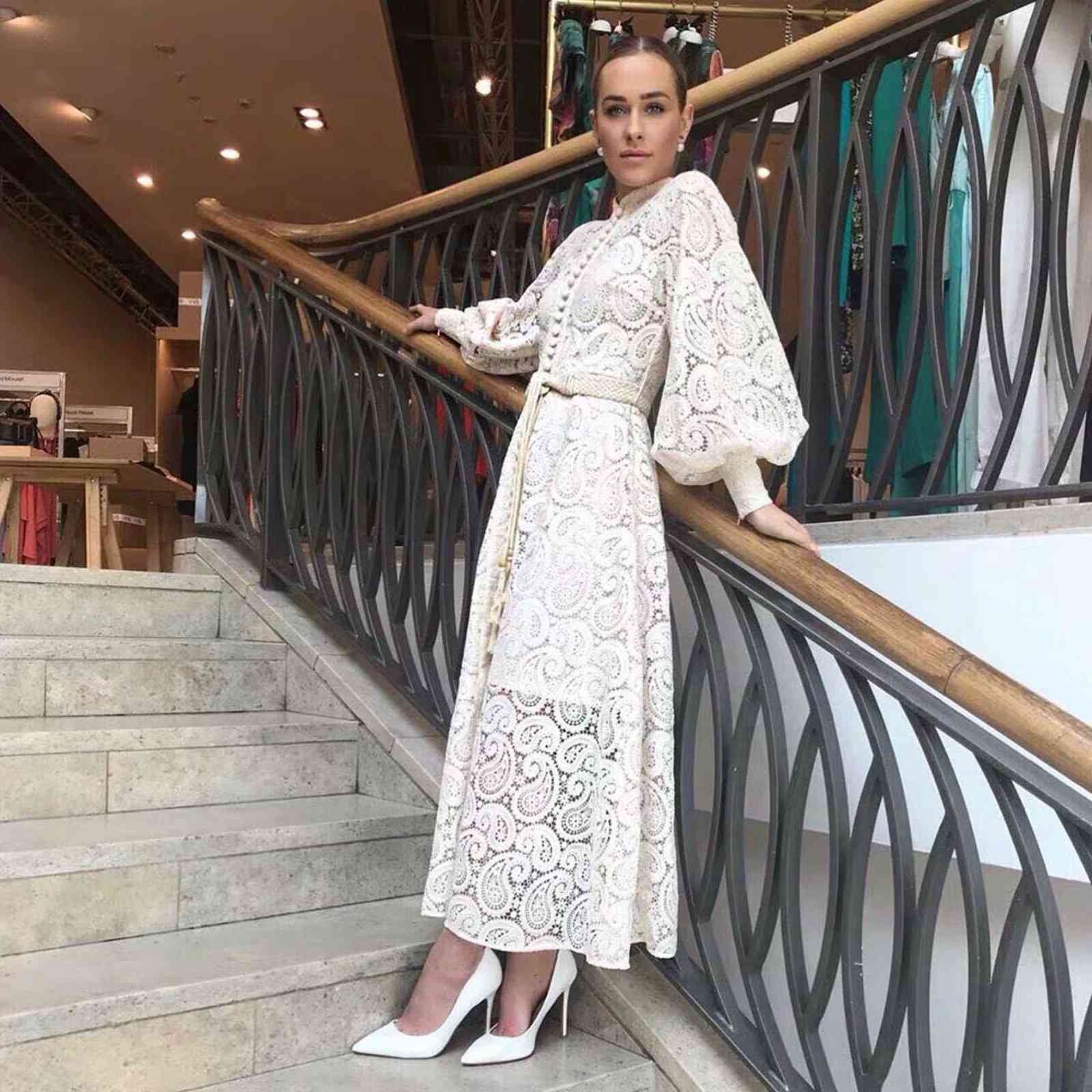 lace Elegant Hollow Out Women Dresses Boho Lantern Long Sleeve High Waist Bandage With Vest Midi White And Black Female Fashion, Same as picture
lace Elegant Hollow Out Women Dresses Boho Lantern Long Sleeve High Waist Bandage With Vest Midi White And Black Female Fashion, Same as picture