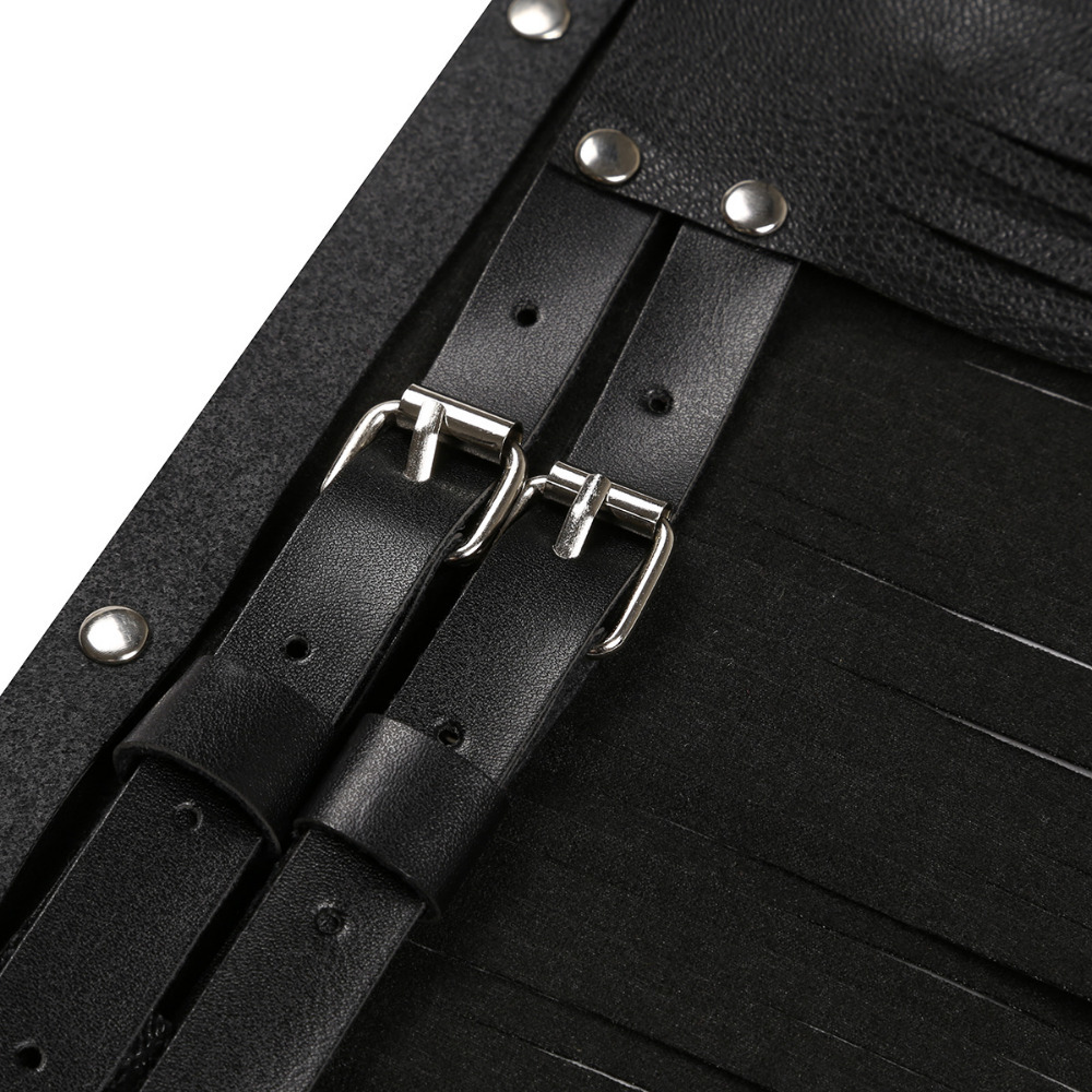 Womens Adult Adjustable Faux Leather Waistband Fringe Tassel Skirt Belt Nightclub Costume Cosplay Parties Skirts for Halloween 210309