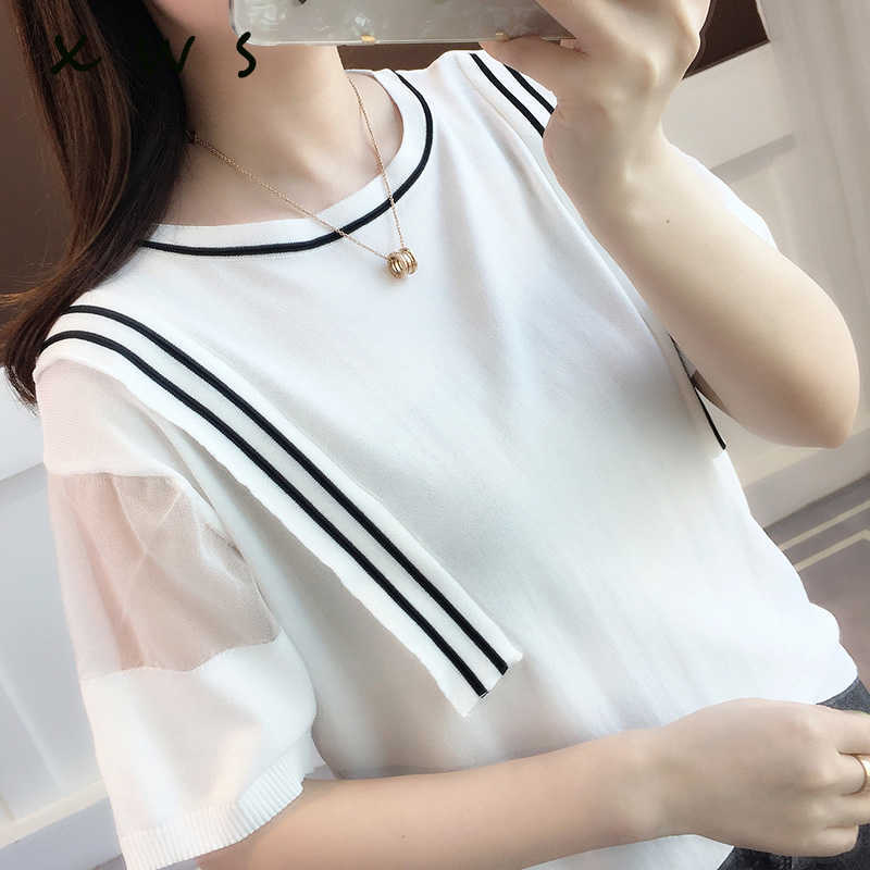 summer knit female Korean striped o neck sweater oversize black and white female sweater pullover casual top 210604
summer knit female Korean striped o neck sweater oversize black and white female sweater pullover casual top 210604
