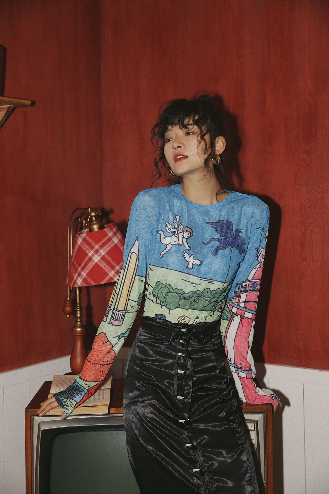 CHEERART Sheer Mesh Top Long Sleeve Tight T Shirt Women See Through Graphic Tees Basic Tshirt Underwear Fall Spring Fashion 210310