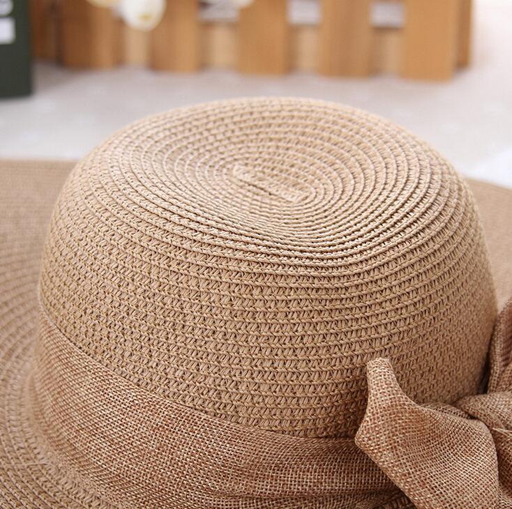 Epacket DHL ship Ladies beach vacation straw hat bow ribbon sun hat sun hat DACM040 Wide Brim Hats