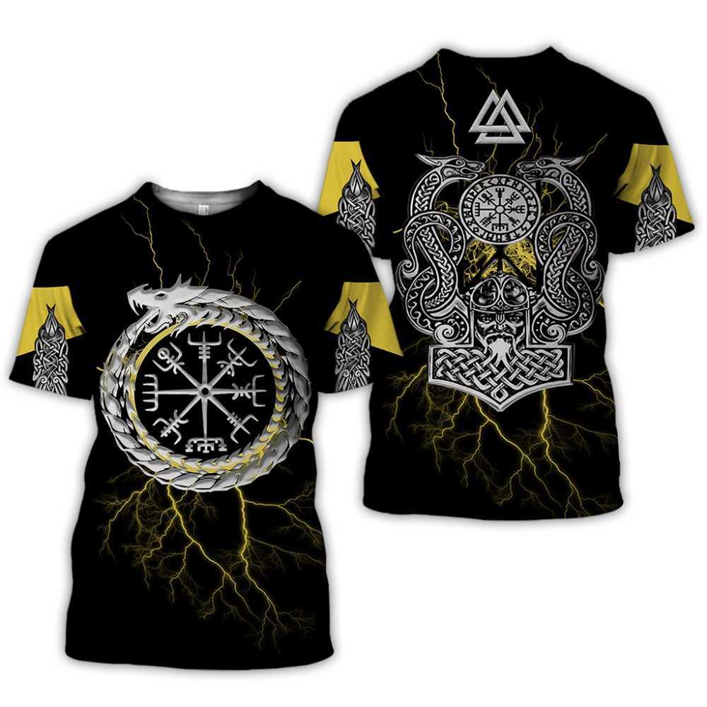 Fashion Men hoodies 3D Printed Viking Tattoo t shirt tees shorts sleeve Apparel Unisex Norse cosplay streetwear-2 210629