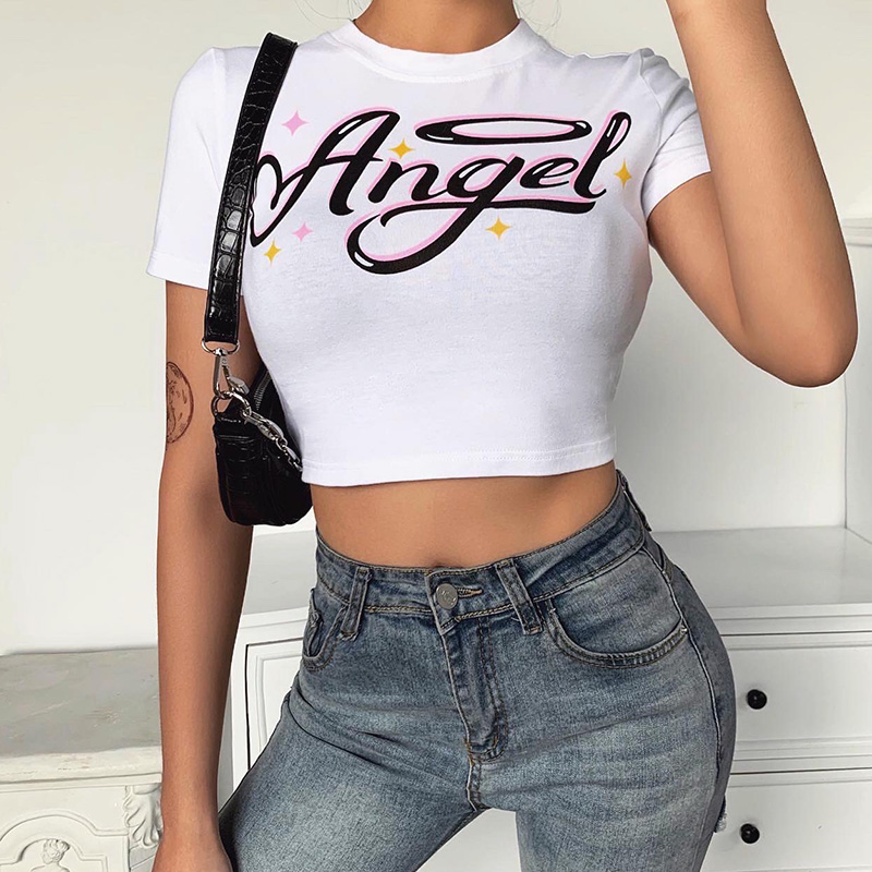 Sexy Round Neck Short Sleeve Angel Print Blue Crop Top 2021 Summer Women Basic Casual Fashion T Shirt Streetwear, White
Sexy Round Neck Short Sleeve Angel Print Blue Crop Top 2021 Summer Women Basic Casual Fashion T Shirt Streetwear, White