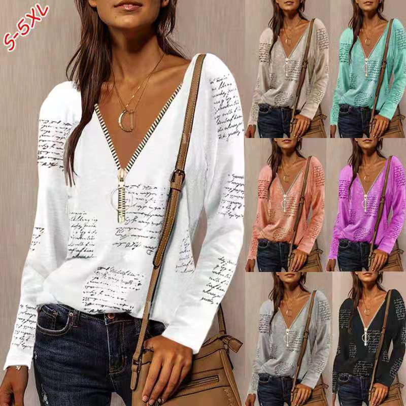 New Fashion Letter Printing Long-Sleeved Casual Street Summer Refreshing Giant V-Neck Zipper Breathable Women's Top, Gray
New Fashion Letter Printing Long-Sleeved Casual Street Summer Refreshing Giant V-Neck Zipper Breathable Women's Top, Gray