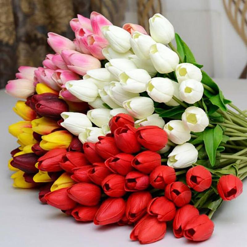 Decorative Flowers & Wreaths 10pcs Tulip Artificial Flower For Home Decoration Real Touch Fake Wedding Tulips Bouquet Garden Decor